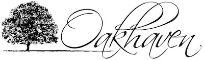 Logo featuring a stylized tree and the word "Oakhaven" in elegant script.